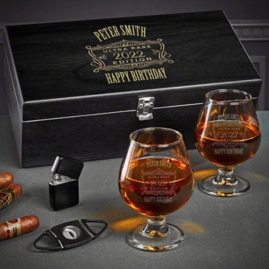 Personalized Cognac Birthday Gift Box