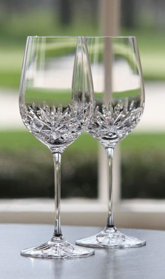 Pair of Crystal Stemmed Unique Wine Glasses