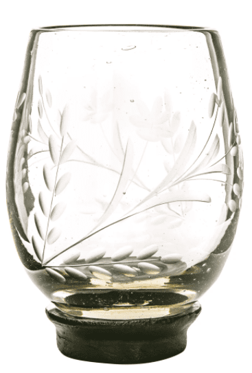 Etched Wine Glass with Iron Stand
