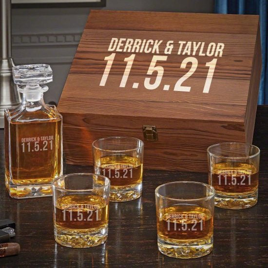 Decanter and Glasses Set of Personalized Couple Gifts