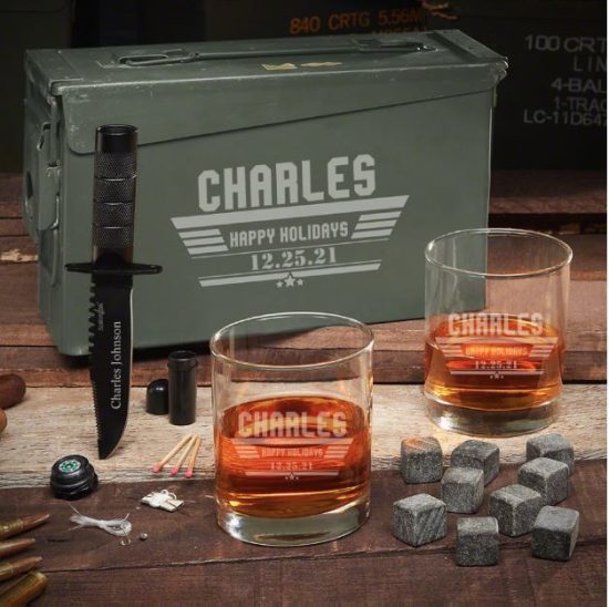 Manly Custom Whiskey Ammo Can Set