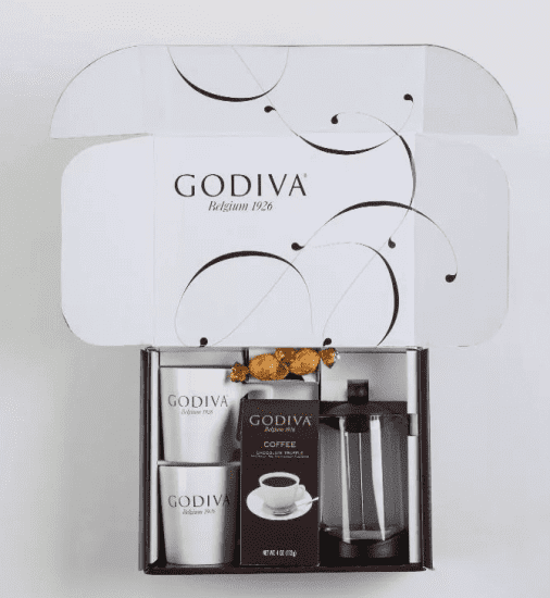 Godiva Chocolate Truffle Coffee French Press and Mugs Gift Set