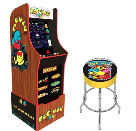 Pac-Man Arcade Machine with Stool