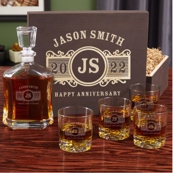 Custom Whiskey Decanter Set with Box Anniversary Gifts By Year