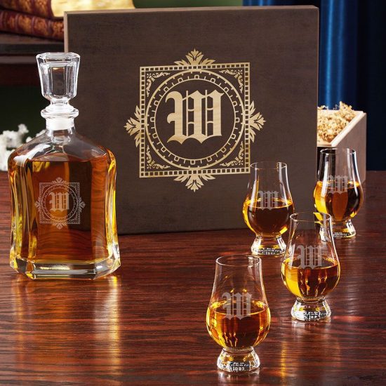 Personalized Whiskey Decanter Set with Glencairn Glasses