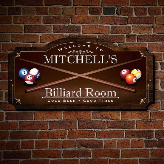 Custom Wooden Billiards Sign