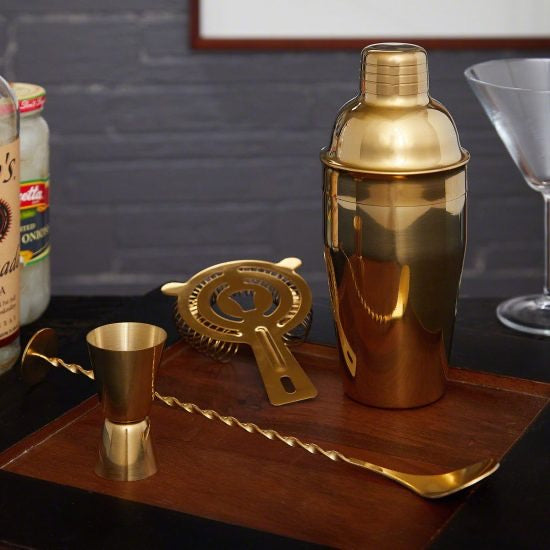 Gold Bar Tool Cocktail Shaker Set