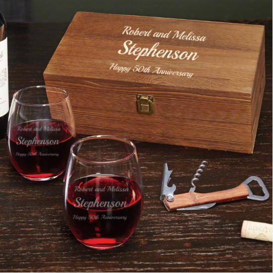 Personalized Wine Glass Box Set