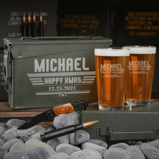 What Do Men Want for Christmas - Pint Glass Ammo Can