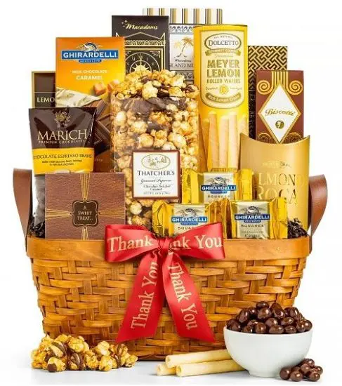 Golden Thank You Snack Basket for Coworkers