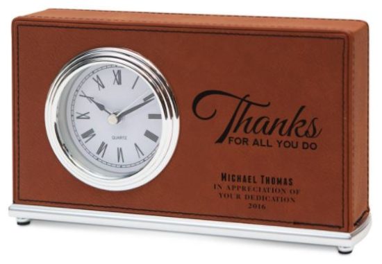 Leather Thank You Clock