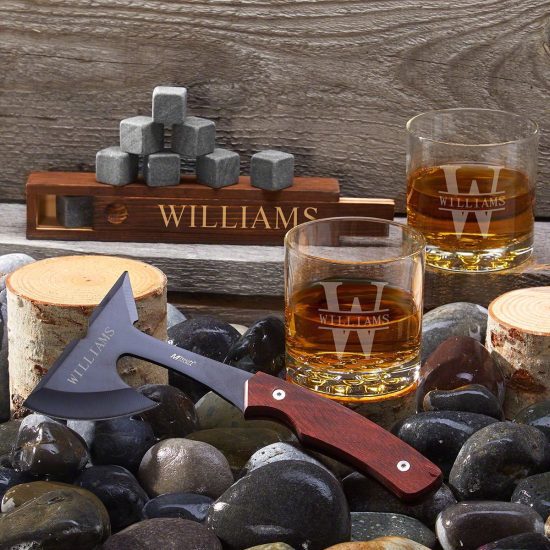 Engraved Whiskey and Hatchet Set for Him