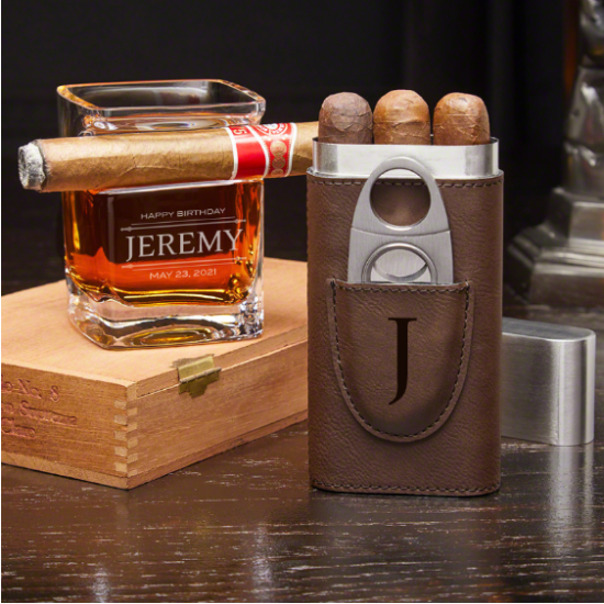 Custom Whiskey and Cigar Gifts for Husband Birthday