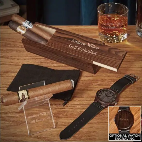 Customizable Cigar and Watch Gifts for Golf Lovers