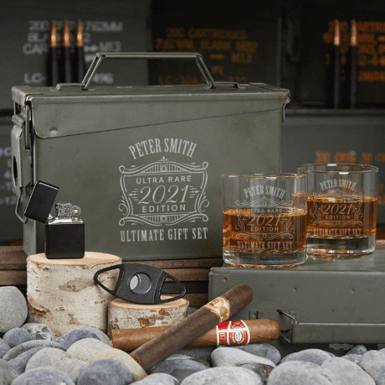 Personalized Whiskey Ammo Can Gift Set