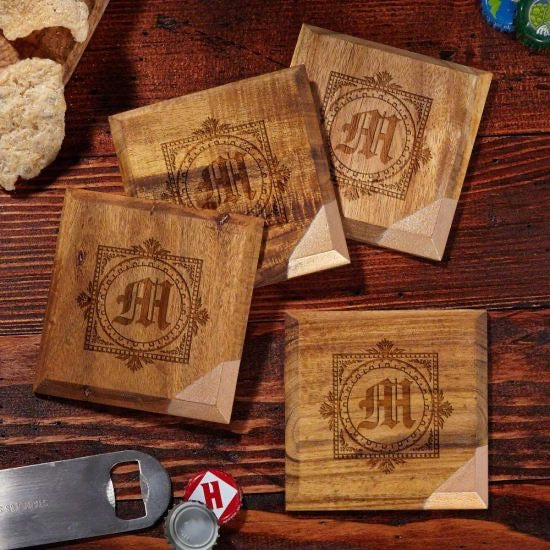 Engraved Gold Corner Coasters