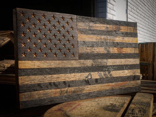 Carved American Flag Sign