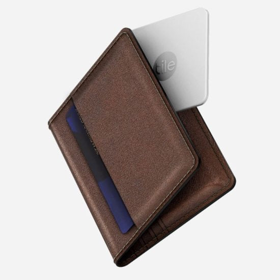 Leather Wallet with Built-In Tile