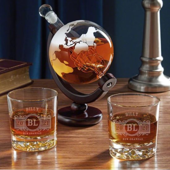 Globe Decanter Set of First Time Grandpa Gifts
