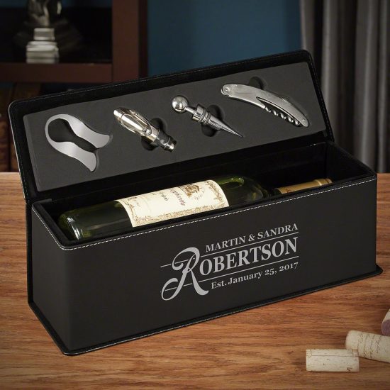 Wine Presentation Set of Leather Anniversary Gifts