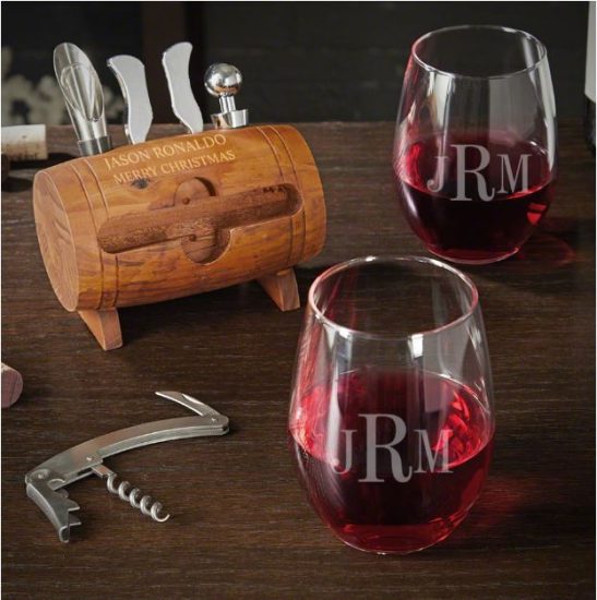 Monogrammed Wine Tools Set of Christmas Presents for Men