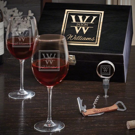 Personalized Wine 3rd Wedding Anniversary Gift Set