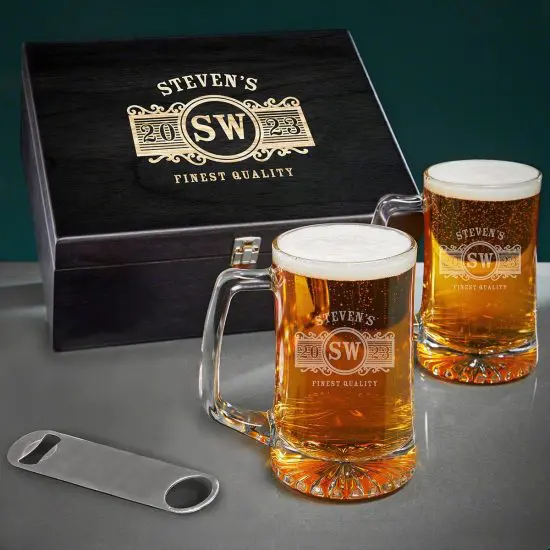 Engraved Beer Mug Box Set of Gifts for Men for Christmas