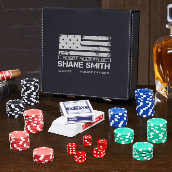 Embossed Leather Poker Gift Set