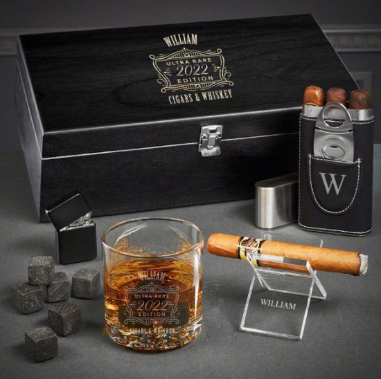 Personalized Gift Box for Cigar and Whiskey Lovers