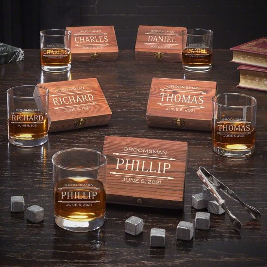 Personalized Whiskey Groomsmen Gift Sets