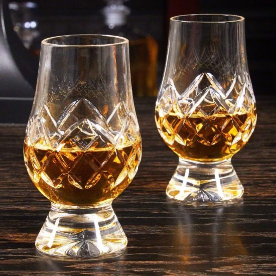 Set of Two Crystal Cut Glencairn Glasses