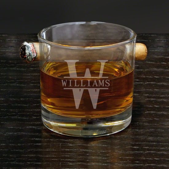 Round Cigar Groomsman Glass
