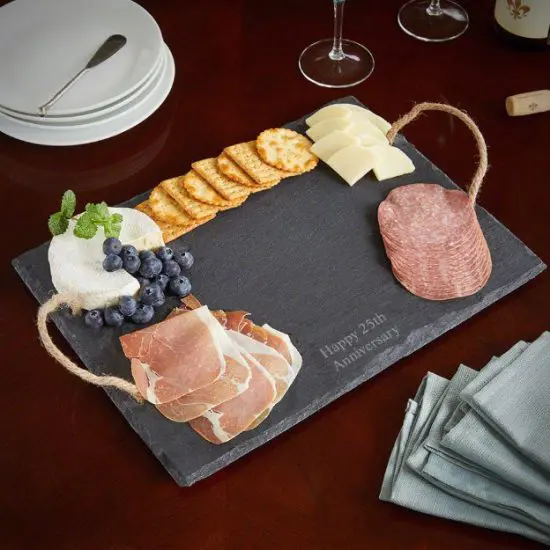Engraved Slate Cheese Board Silver Anniversary Gift