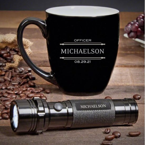 Personalized Coffee Mug and Flashlight Set