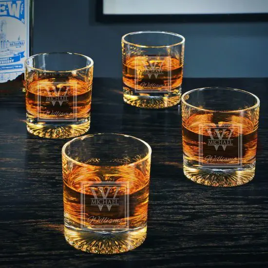 Etched Set of Four Glasses for Rum