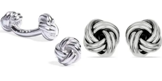 Silver Knot Cufflinks and Knot Earrings Are 25th Anniversary Ideas