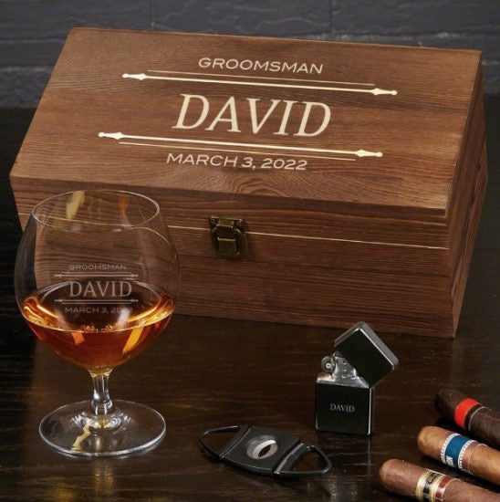 Personalized Cognac and Cigar Gift Basket