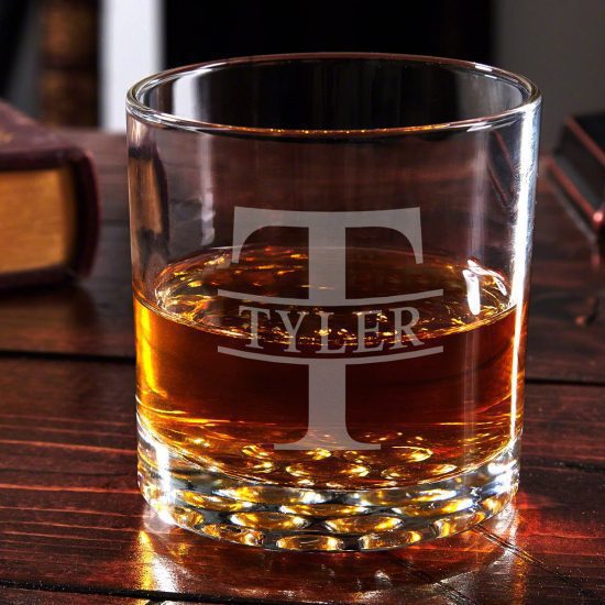 Etched Whiskey Glass