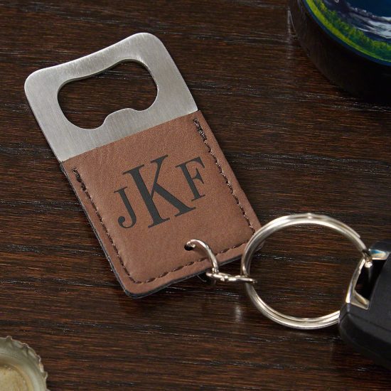 Monogrammed Leather Keychain