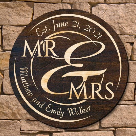 Wooden Mr and Mrs Sign