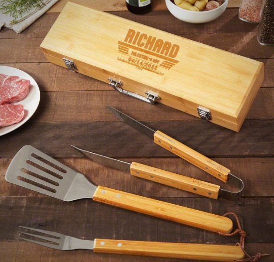 Engraved Bamboo Grill Tools