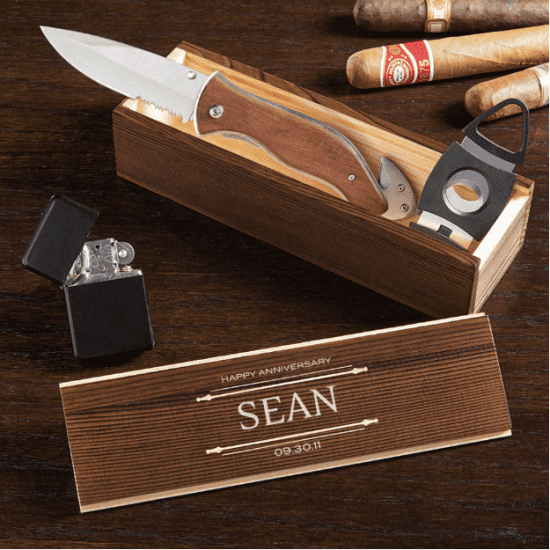 Cigar Box Set of Best Anniversary Gifts for Him