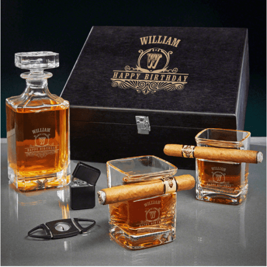 Custom Whiskey and Cigar Decanter Box Set