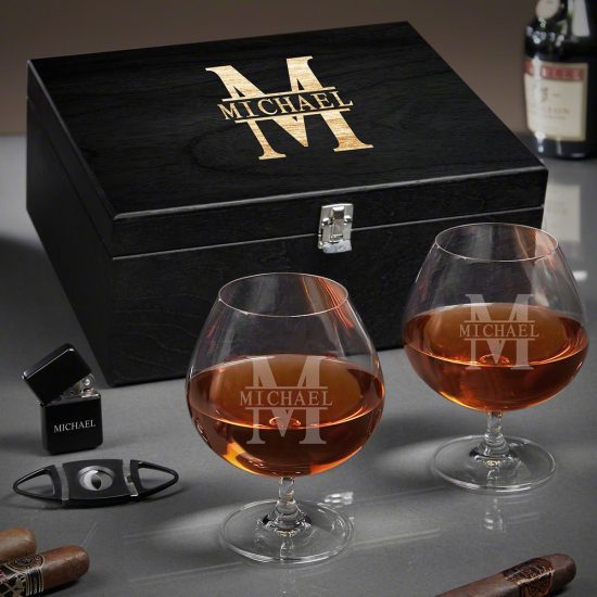 Engraved Cognac Christmas Gift Box Set