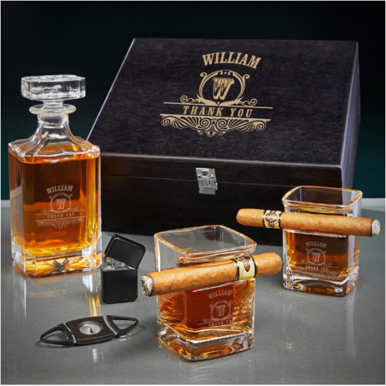 Custom Cigar and Decanter Box Set