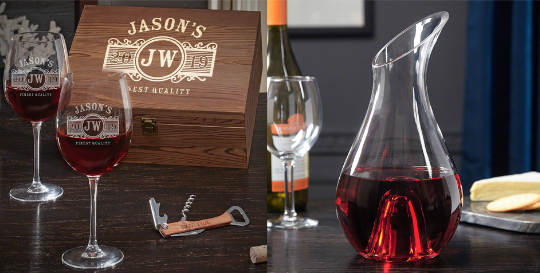 Etched Wine Decanter Box Set