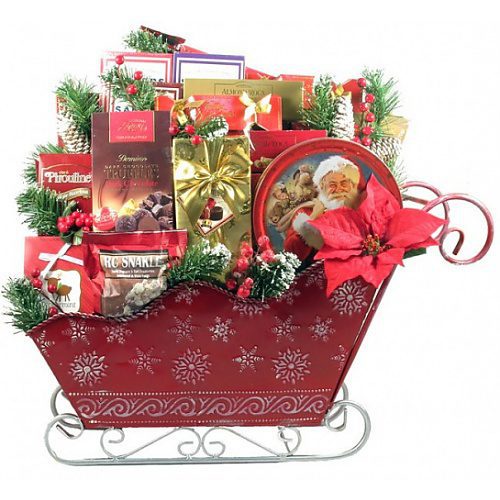 Holiday Sleigh Gift Baskets for Christmas