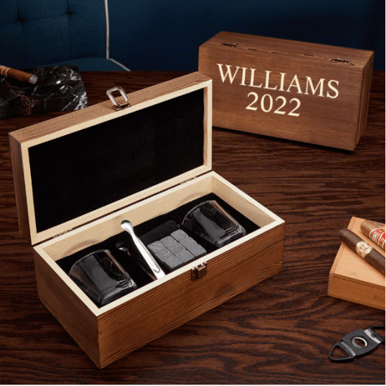 Engraved Whiskey Stone Box Set