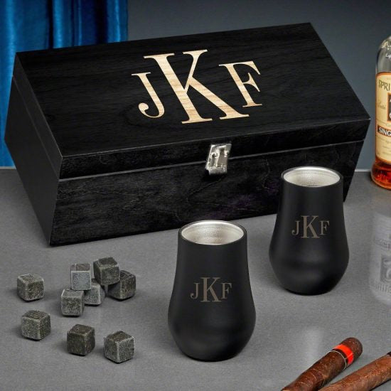 Monogrammed Whiskey Set of Christmas Gifts for Couples Who Have Everything