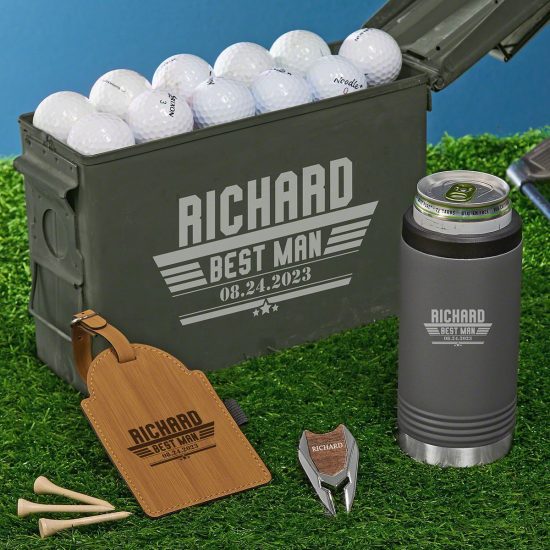 Personalized Ammo Can with Seltzer Cooler and Golf Gifts
